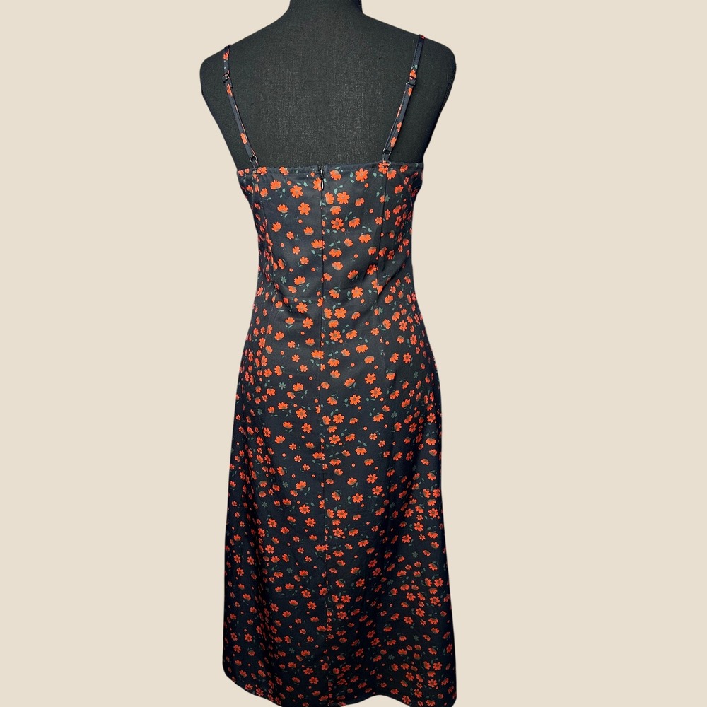 Womens Dark Floral Slip Dress Sz S Cottagecore Romantic Milkmaid Peasant Grunge - Picture 3 of 8